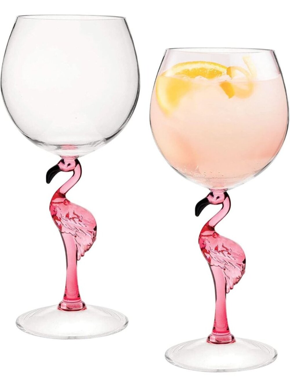 Flamingo Stem Wine Glasses - Pink Shatterproof Acrylic, 20 oz, Set of 2 for